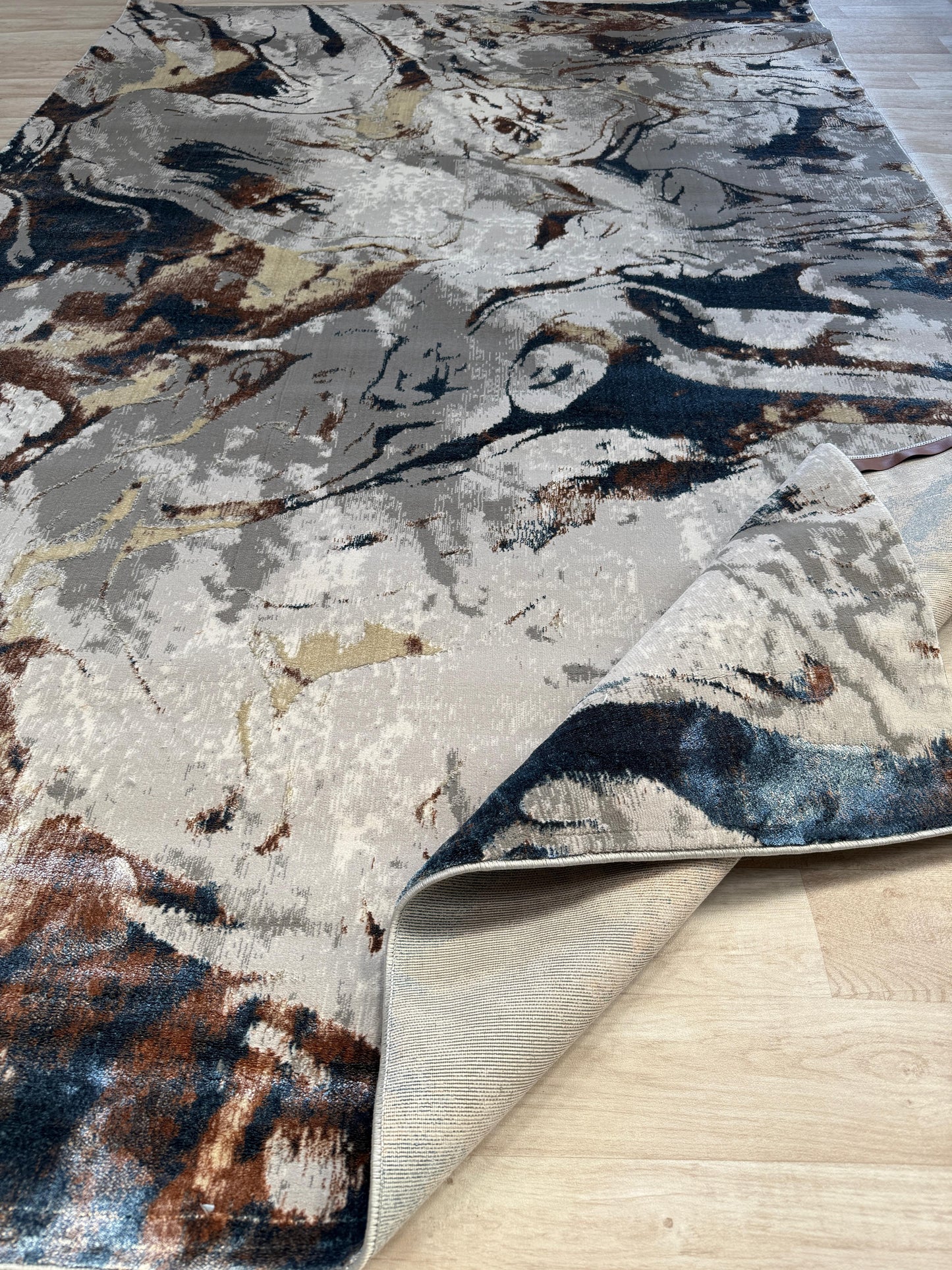 Emoji Abstract - Grey & Blue Rug