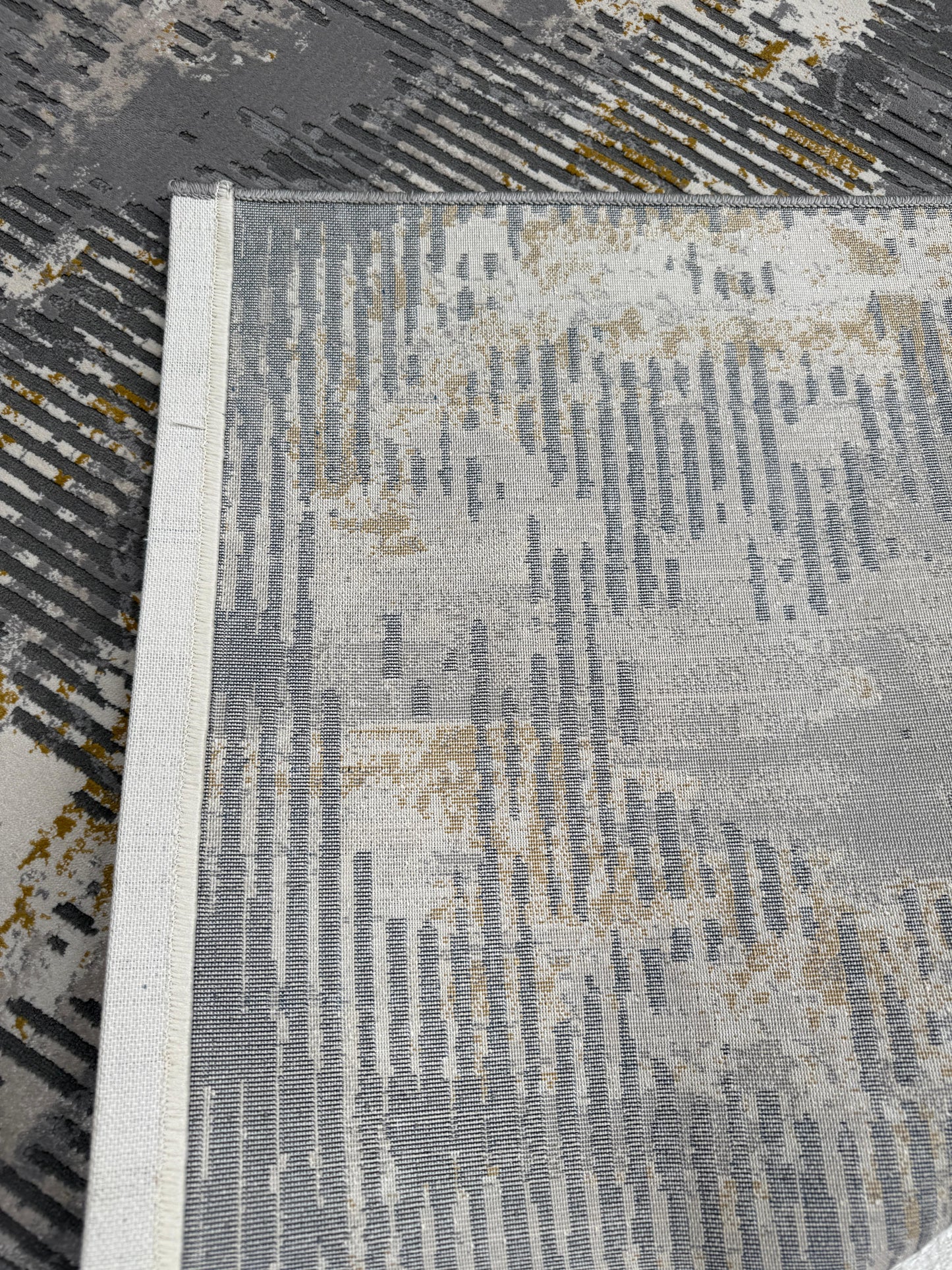 Aleen - Abstract Grey & Gold Rug 240 x 340