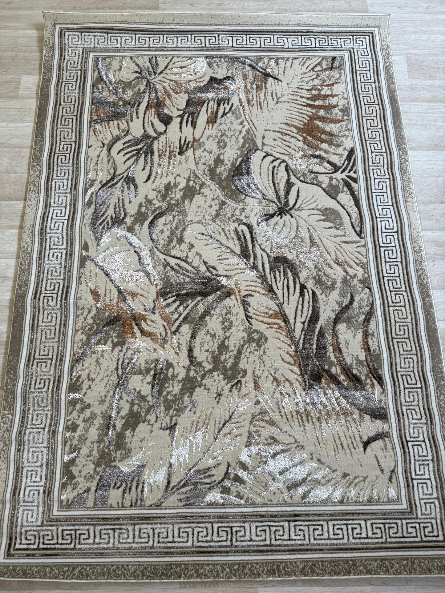 Emoji Modern Style Leaf Shimmer Rug - Living Room Area Rug