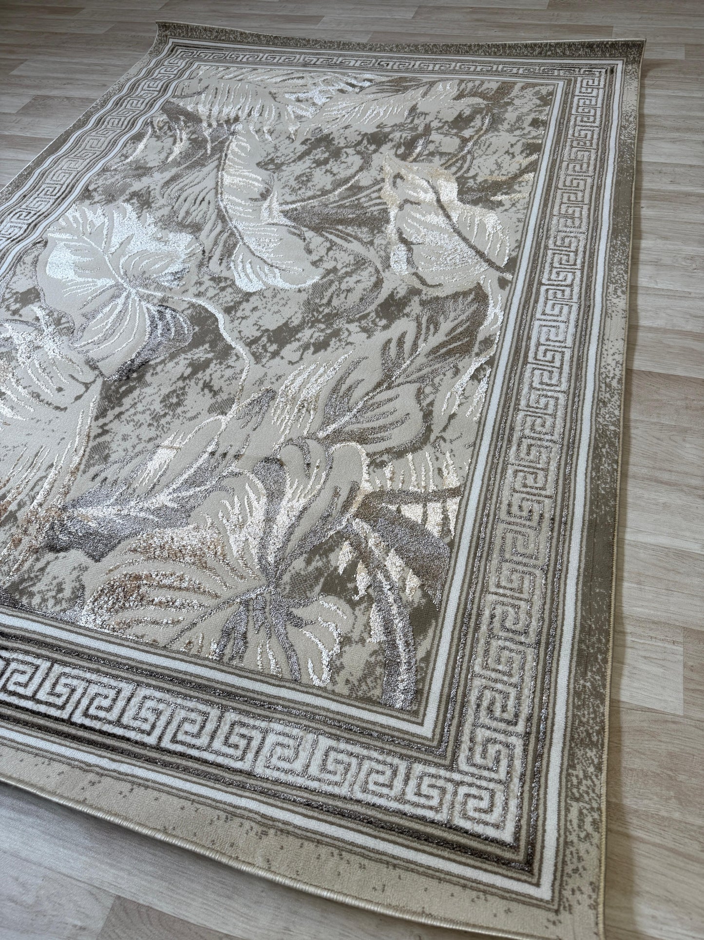 Emoji Modern Style Leaf Shimmer Rug - Living Room Area Rug