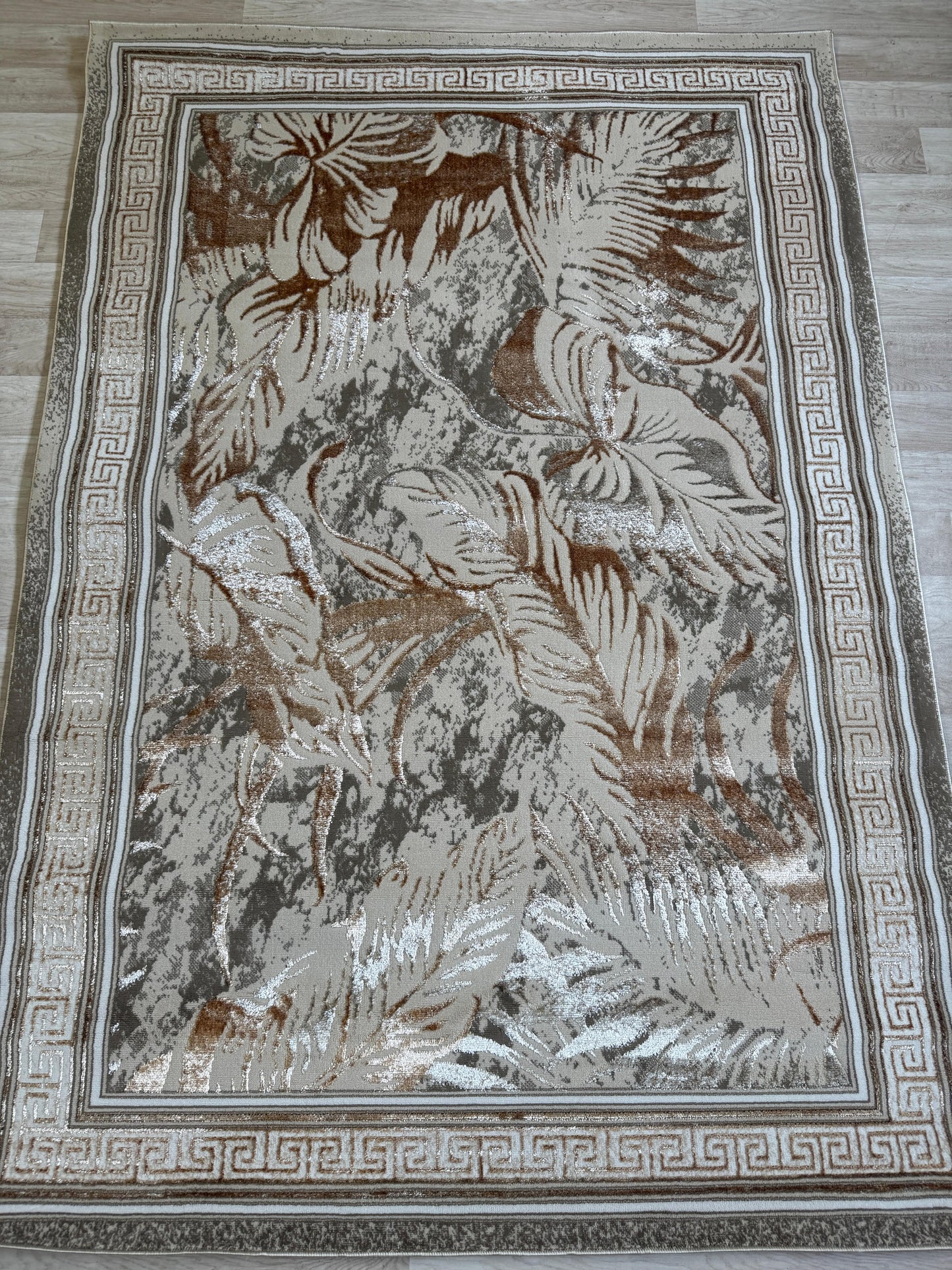 Emoji Modern Style Leaf Shimmer Rug - Living Room Area Rug