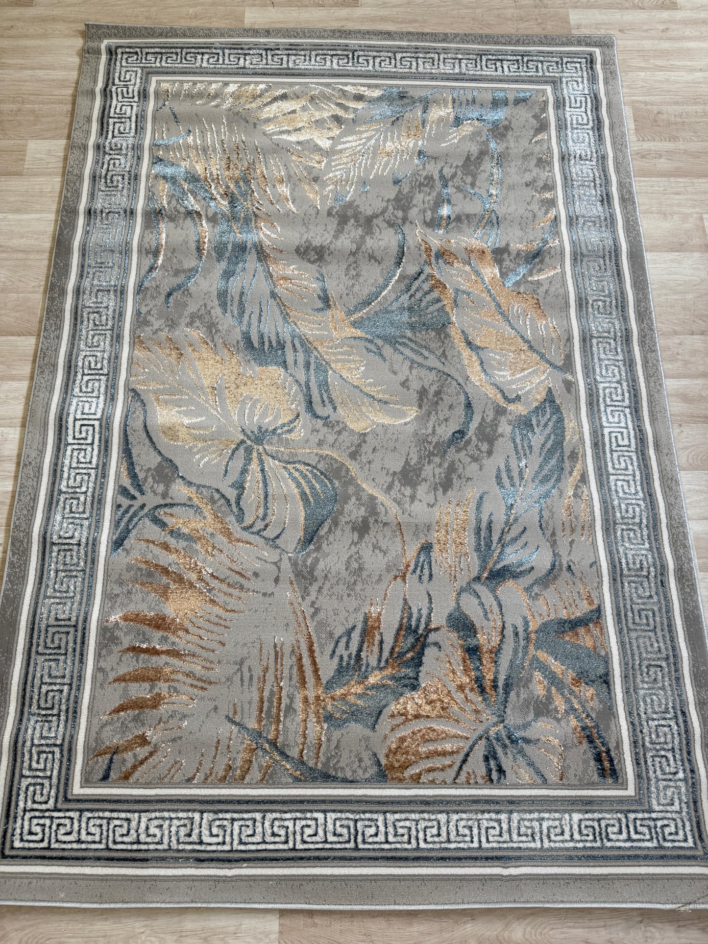 Emoji Modern Style Leaf Shimmer Rug - Living Room Area Rug