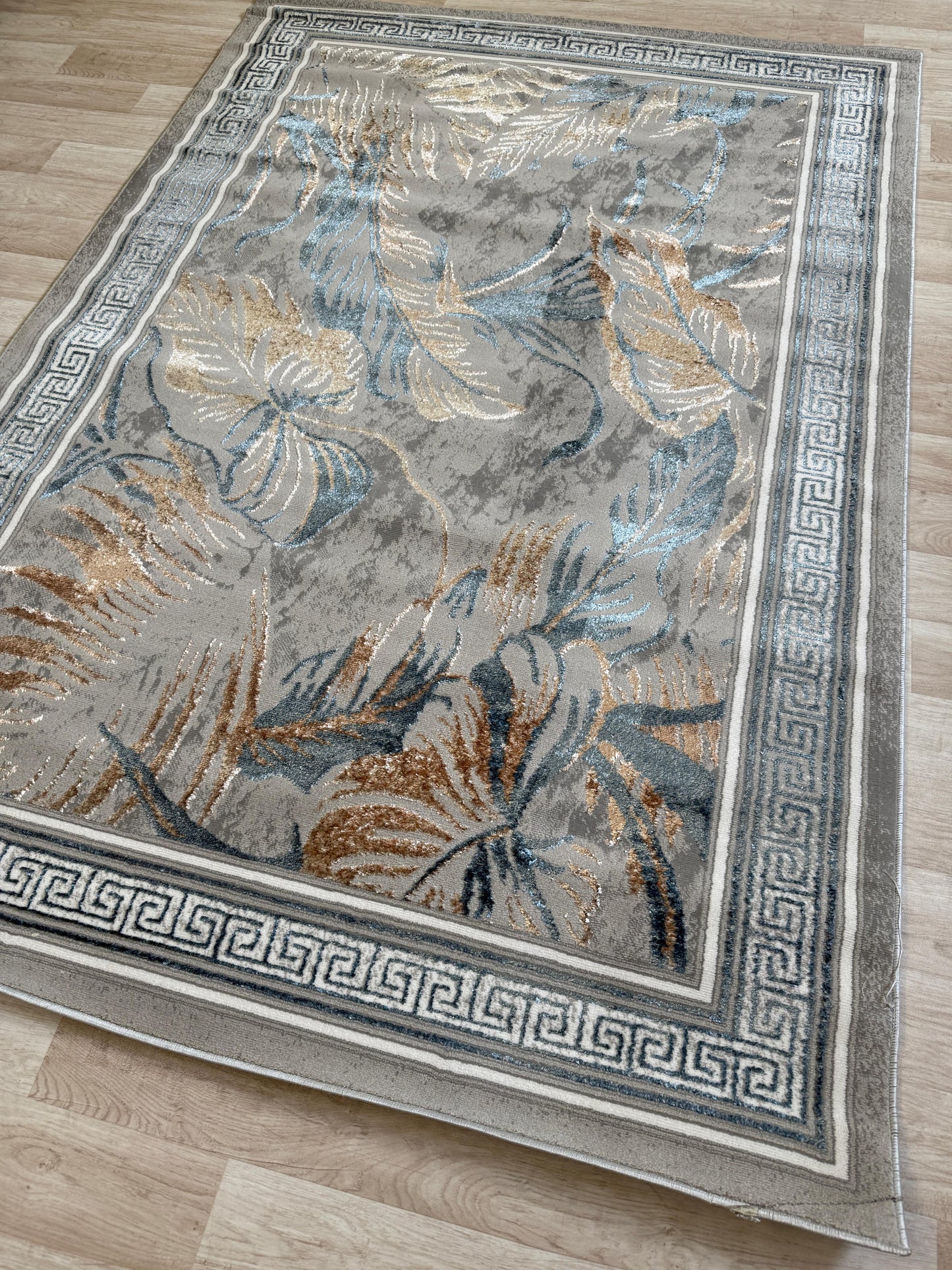 Emoji Modern Style Leaf Shimmer Rug - Living Room Area Rug
