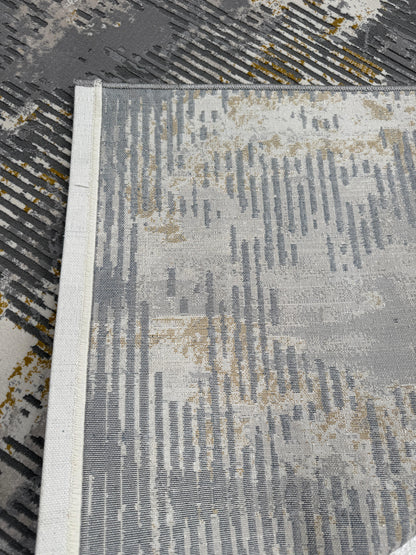 Aleen - Abstract Grey & Gold Rug 240 x 340