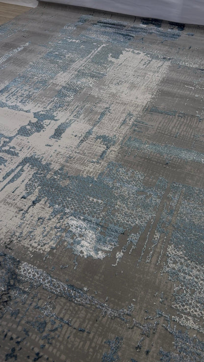 Emoji Grey Blue Abstract 240 x 340Cm