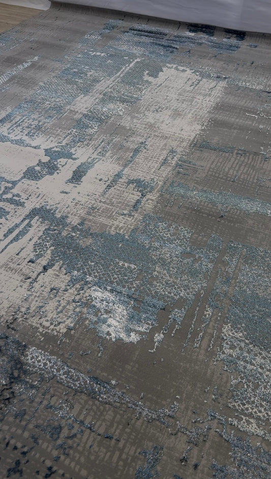 Emoji Grey Blue Abstract 240 x 340Cm