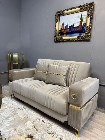Tilda Velvet Beige - Sofa Set