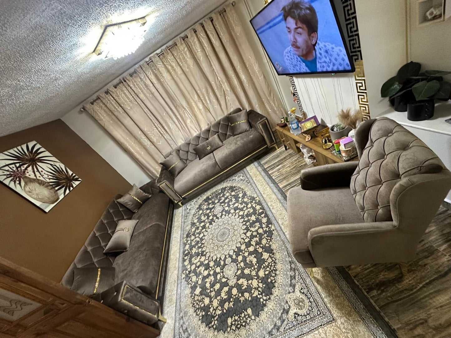 Bolivia Brown Velvet - Sofa Set