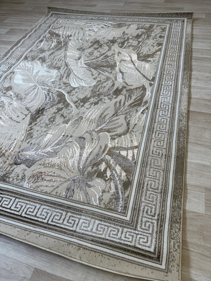 Emoji Modern Style Leaf Shimmer Rug - Living Room Area Rug