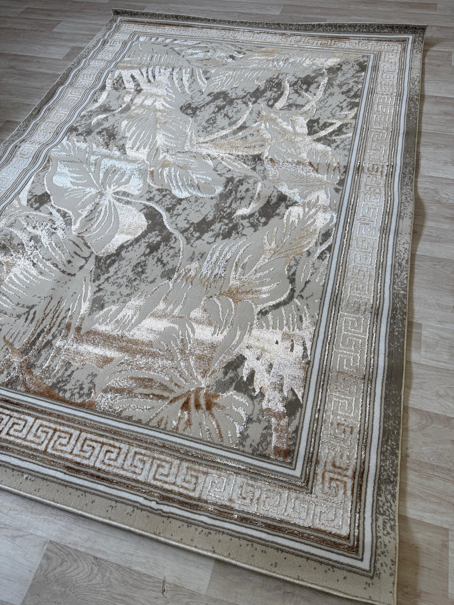 Emoji Modern Style Leaf Shimmer Rug - Living Room Area Rug