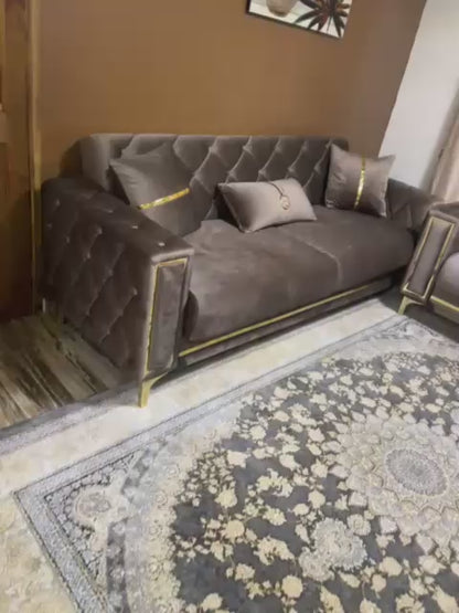 Bolivia Brown Velvet - Sofa Set